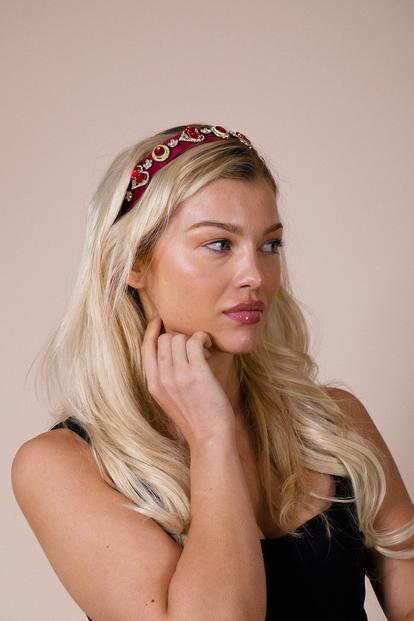 Black Heart Embellished Headband