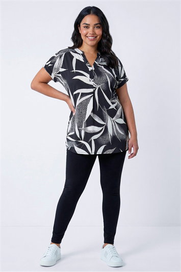 Black Curve Stretch Plain Elastic Waist Leggings