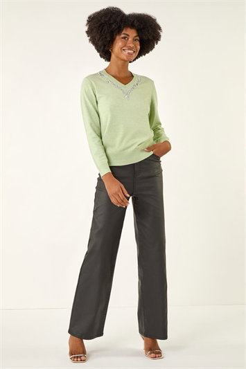 V-Neck Sparkly Trim Jumper 16242467