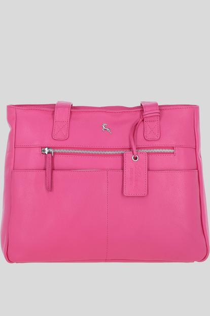 Pink 'London' Real Leather Shoulder Bag