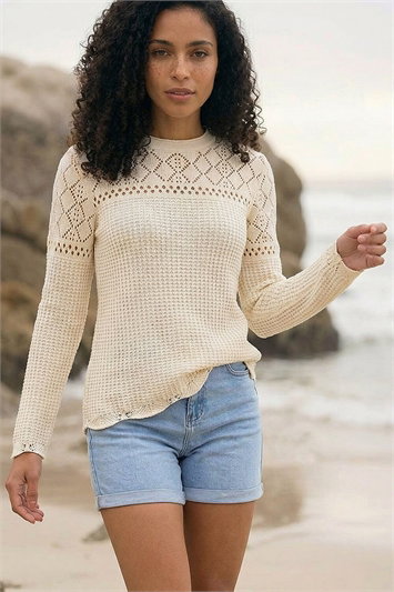 Textured Wave Hem Knit Jumper 16323838