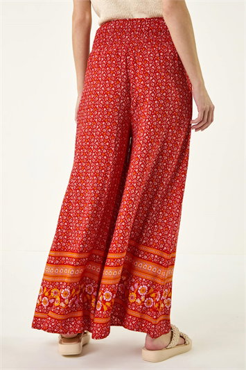 Orange Paisley Print Wide Leg Trouser