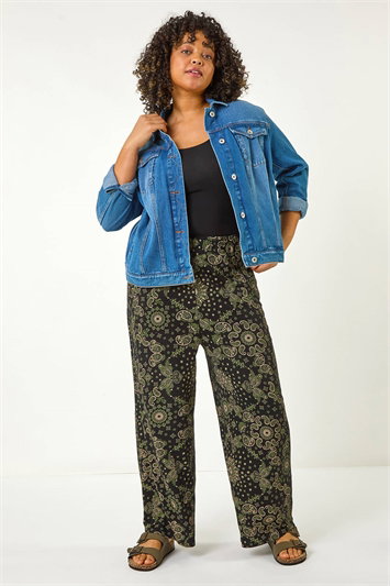 Curve Paisley Print Wide Leg Trouser 18084740