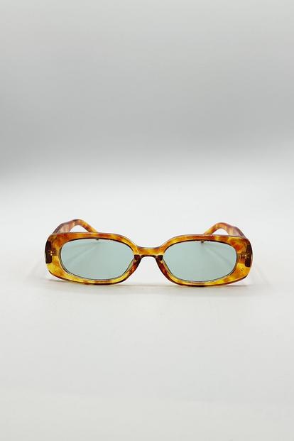 Orange Rectangular Sunglasses In Orange Tortoiseshell