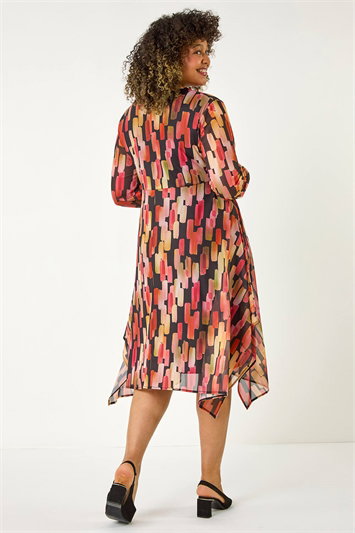 Curve Abstract Print Stretch Wrap Dress 14630872