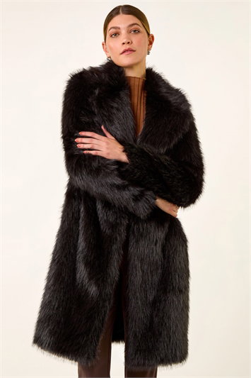 Black Premium Faux Fur Coat