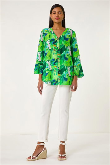 Abstract Print Flared Blouse 10144534