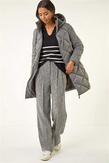 Diamond Quilt Padded Coat 12041936