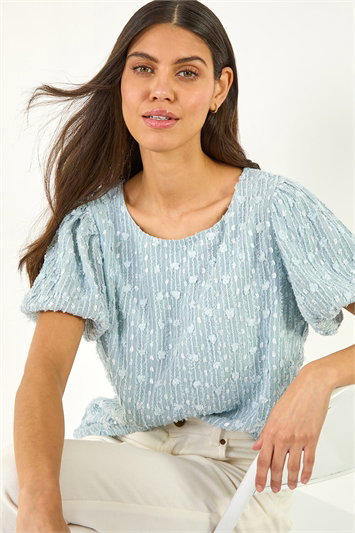 Blue Textured Stitch Top