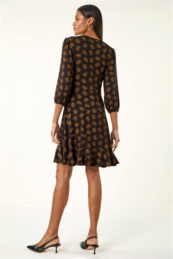 Leaf Print Wrap Stretch Dress 14822513