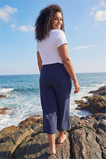 Curve Linen Blend Cropped Trousers 18073560