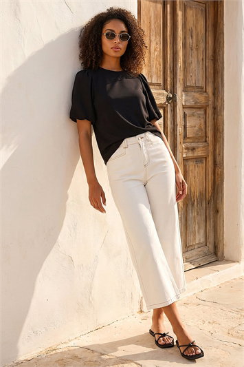 Dusk Puff Sleeve Stretch T-Shirt 19496408