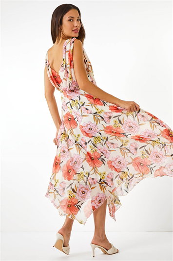 Floral Chiffon Hanky Hem Asymmetric Dress 14253664