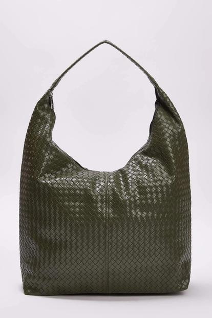 Black Woven Texture Oversized Tote Shoulder Bag
