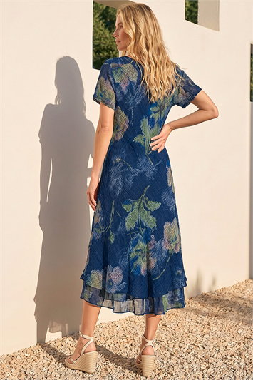 Petite Abstract Print Layered Hem Dress 14895260