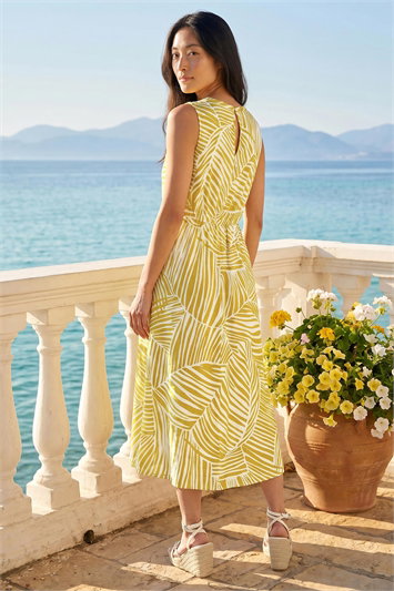 Petite Abstract Leaf Midi Dress 14882298