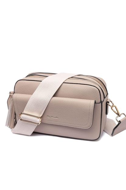 Cream Cross Body Front Pocket Camera Bag