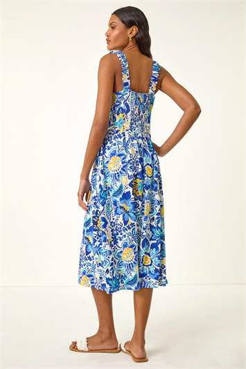 Floral Print Strap Detail Midi Dress 14805409