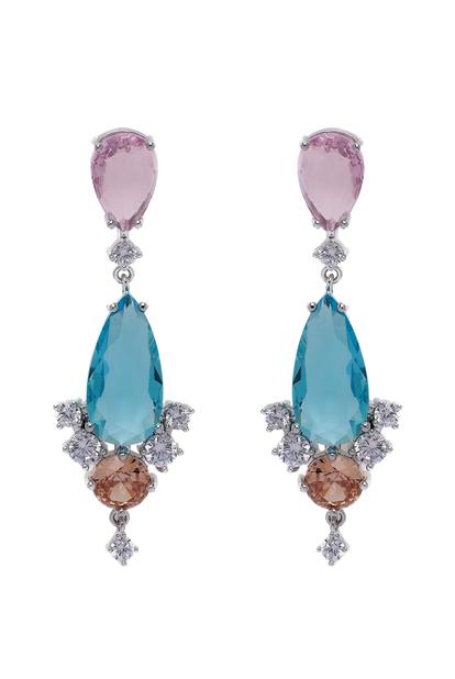 Multi Multicolored Geometric Drop Earrings