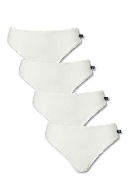 White Pack Of Four "Ivory" Bamboo High Leg Knickers