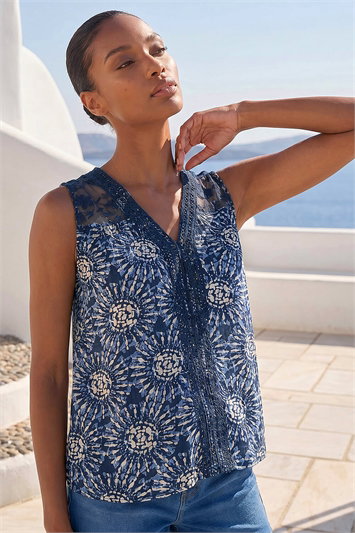Tie Dye Lace Detail Vest 20246360