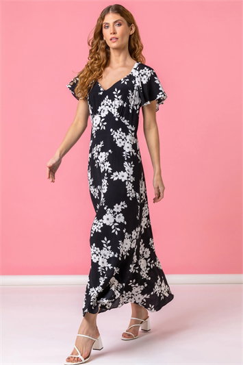 Floral Print Back Detail Maxi Dress 14230608