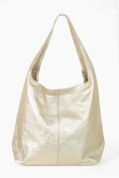 Metallic Metallic Italian Leather Shoulder Bag