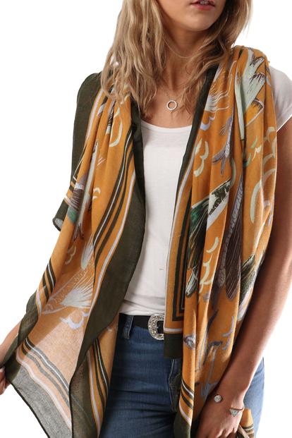 Multi Flying Fish Tasselled Lightweight Scarf