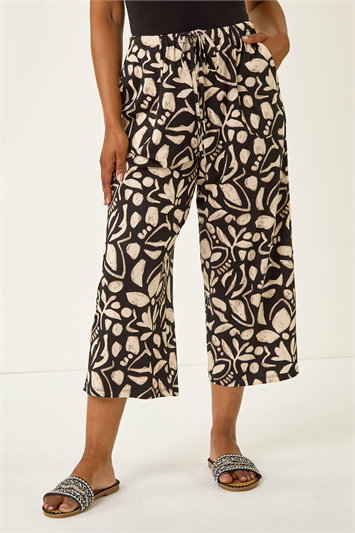 Black Petite Abstract Stretch Trouser