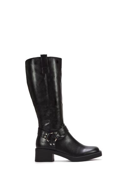 'Roma' Knee High Biker Mid Block Heel Western Boots M000013935