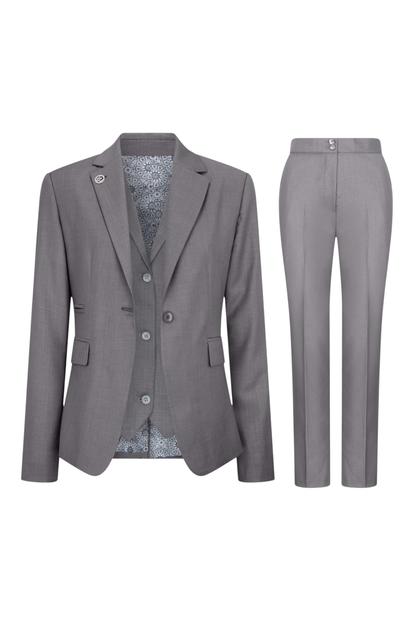 Grey Womens 3 Piece Plain Grey Formal Office Suit