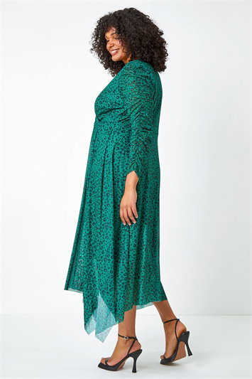 Curve Leopard Print Hanky Hem Wrap Midi Dress 14450634