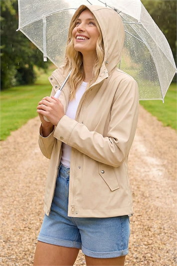 White Hooded Rain Jacket