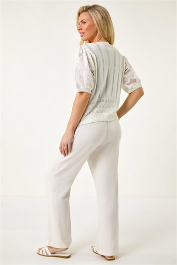 Petite Embroidered Sleeve Knit Cardigan 16179794