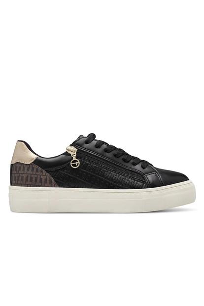Black Tamaris Womens Black Gold Lace Sneakers