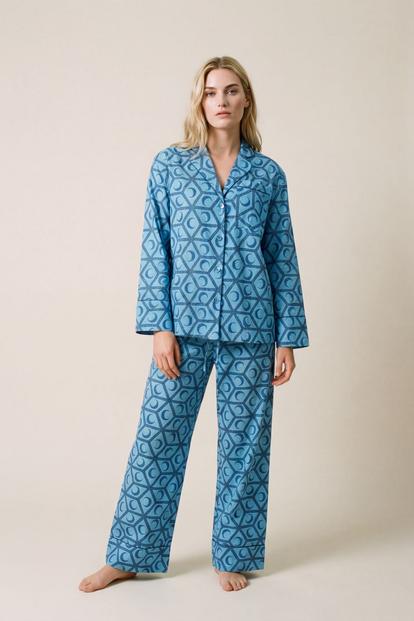 Blue Celestial Cotton Pyjama Trouser Set