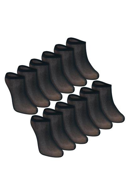 Black 12 Pack Ladies Invisible Pop Socks 15 Denier Lightweight No Show Socks