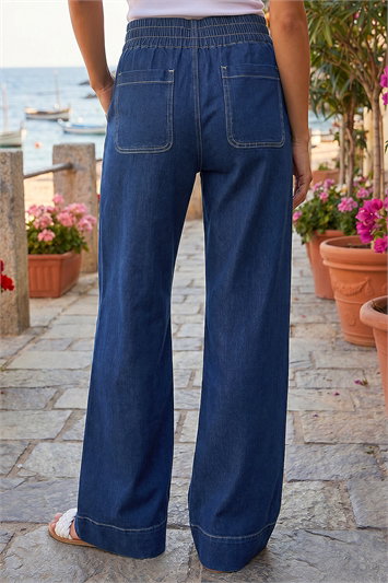 Cotton Stretch Wide Leg Jean 18100137