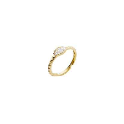 Metallic Three Stone Sterling Silver Ring