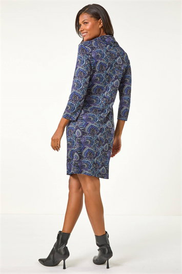 Abstract Cowl Tab Detail Dress 14603676