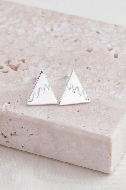 Metallic Sterling Silver Mountain Studs