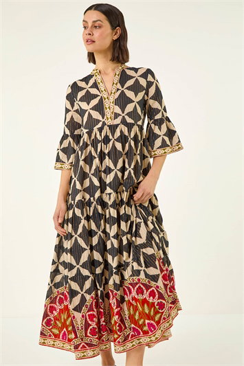 Abstract Print Boho Maxi Dress 14883908