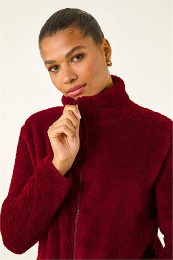 Red Soft Sherpa Fleece Jacket