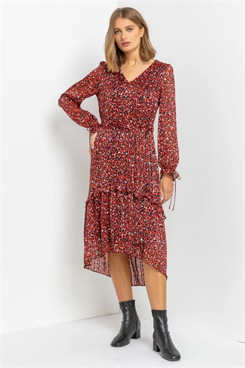 Leopard Print Shimmer Chiffon Tiered Dress 14211778