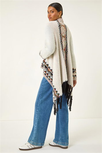 White Fluffy Fringe Poncho