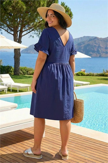 Curve V-Neck Frill Dress 14700960