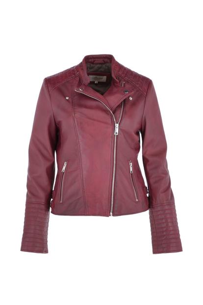 Purple 'Casey' Real Leather Biker Jacket