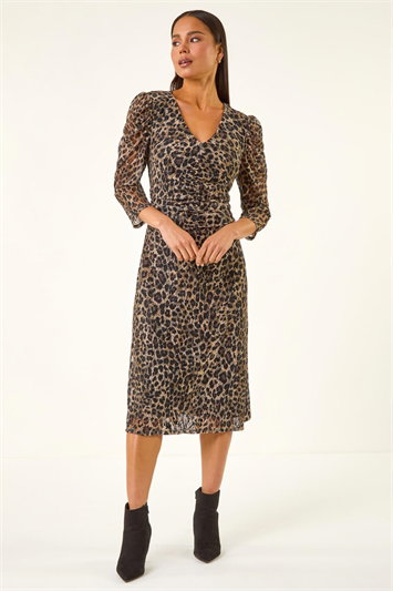 Petite Animal Print Lace Stretch Dress 14824108
