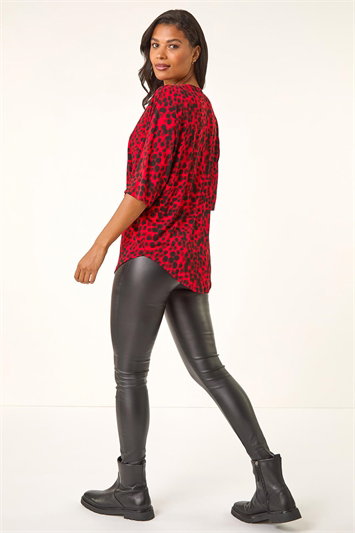 Animal Print Zip Front Stretch Top 19452378