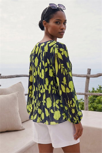 Floral Print Pleated Blouse 10225360
